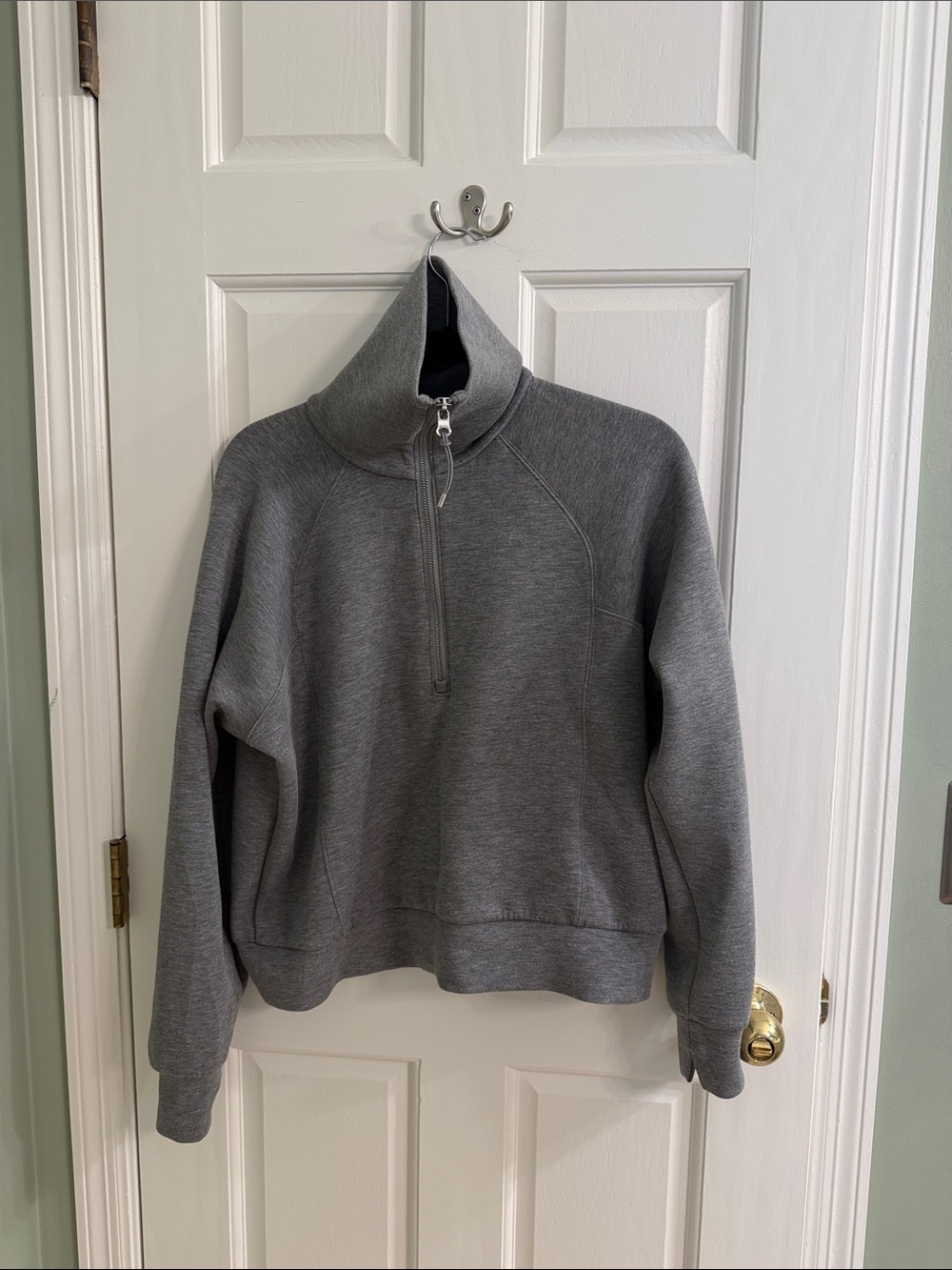 SPANX Gray Half-Zip Turtleneck Sweatshirt